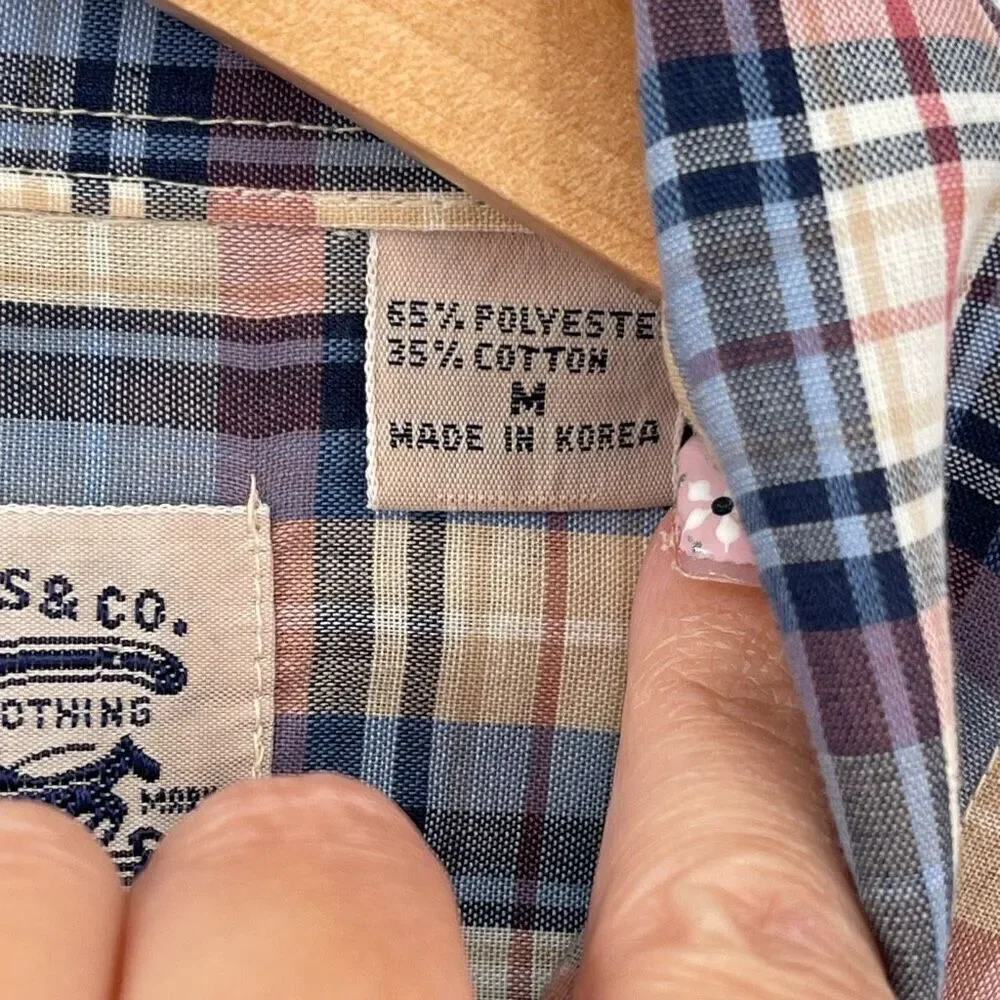Vintage Levi's Plaid Pearl Snap Button‎ Up Long Sleeve Western Shirt Men Medium